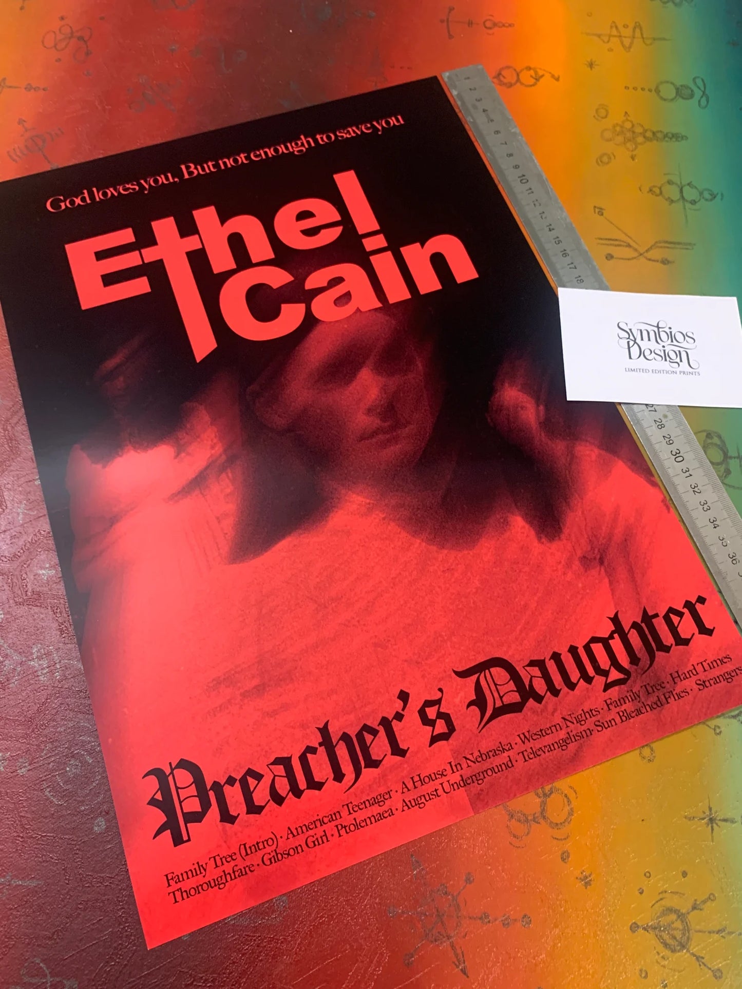 ETHEL CAIN - PREACHERS DAUGHTER RED - Symbios Design - Rare Glossy Print