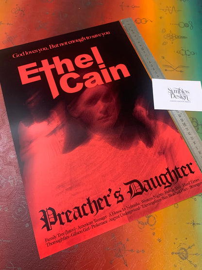 ETHEL CAIN - PREACHERS DAUGHTER RED - Symbios Design - Rare Glossy Print