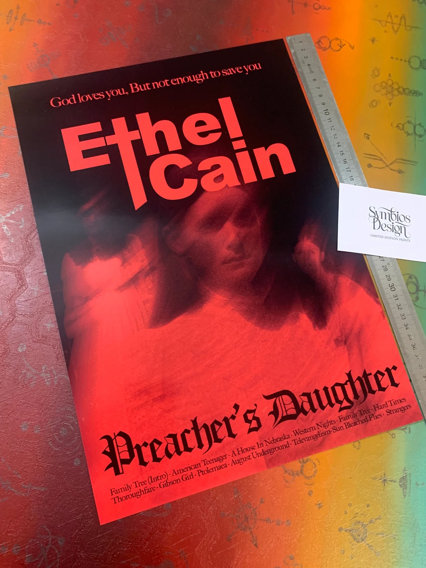 ETHEL CAIN - PREACHERS DAUGHTER RED - Symbios Design - Rare Glossy Print