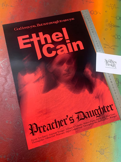 ETHEL CAIN - PREACHERS DAUGHTER RED - Symbios Design - Rare Glossy Print