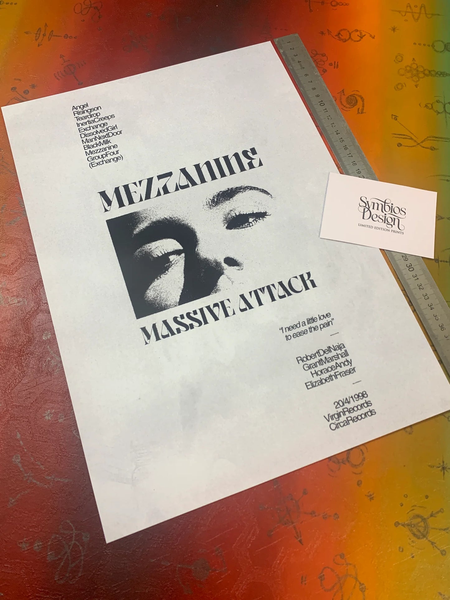 MASSIVE ATTACK - MEZZANINE - Symbios Design - Rare Glossy Print