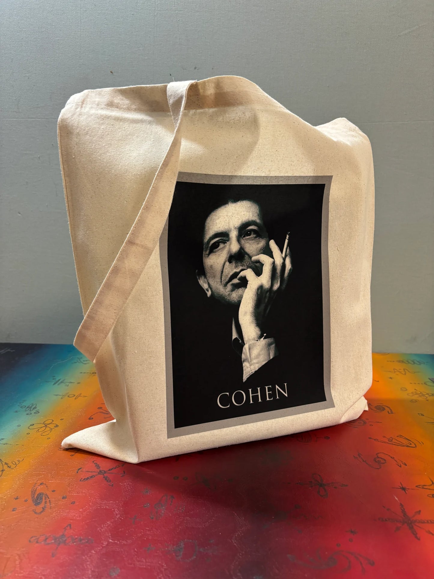 LEONARD COHEN - Sac fourre-tout : Coton certifié Oeko-Tex, réutilisable