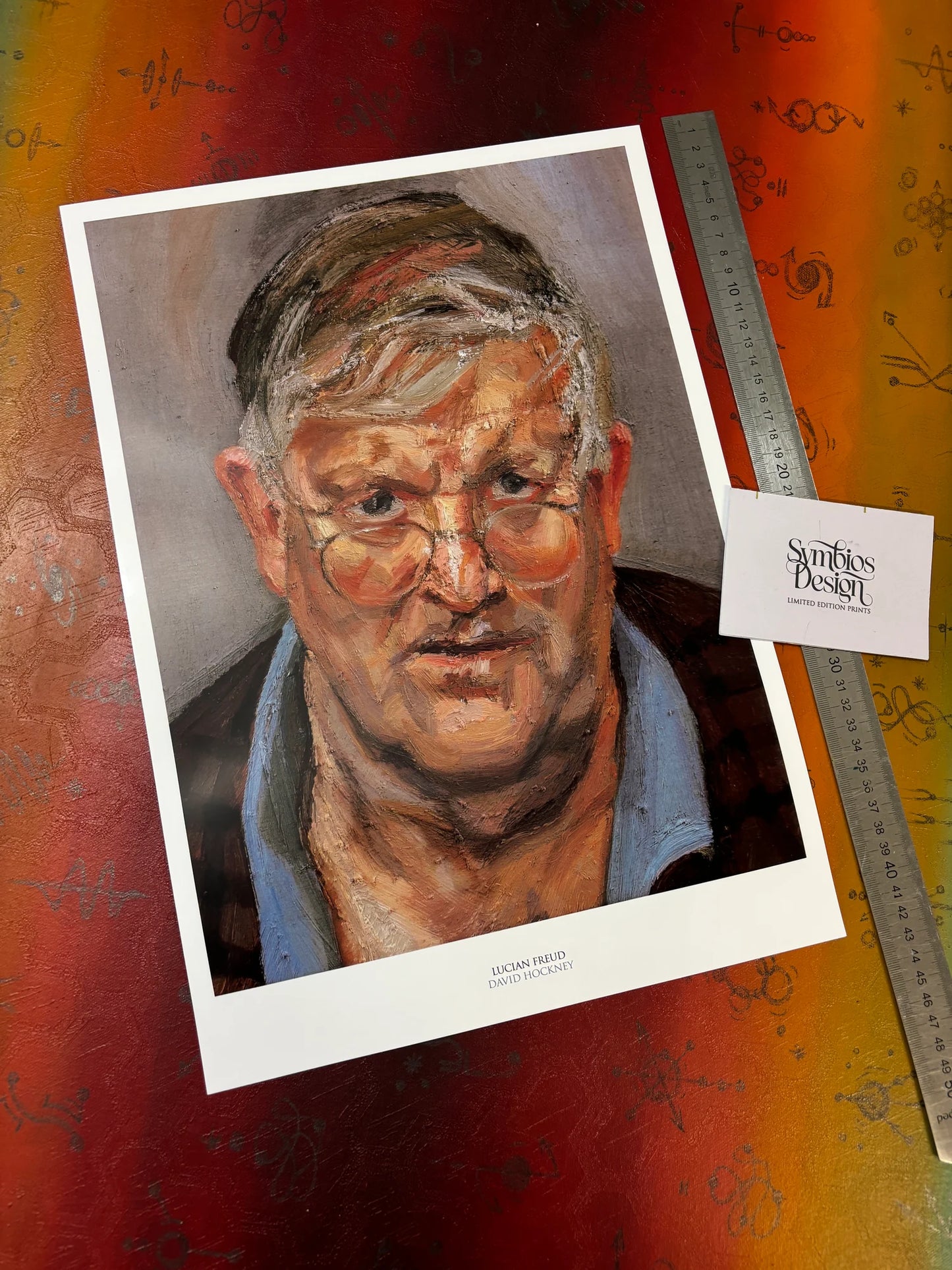 DAVID HOCKNEY - LUCIAN FREUD - Symbios Design - Rare Glossy Print