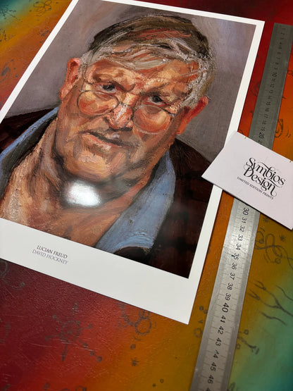 DAVID HOCKNEY - LUCIAN FREUD - Symbios Design - Rare Glossy Print