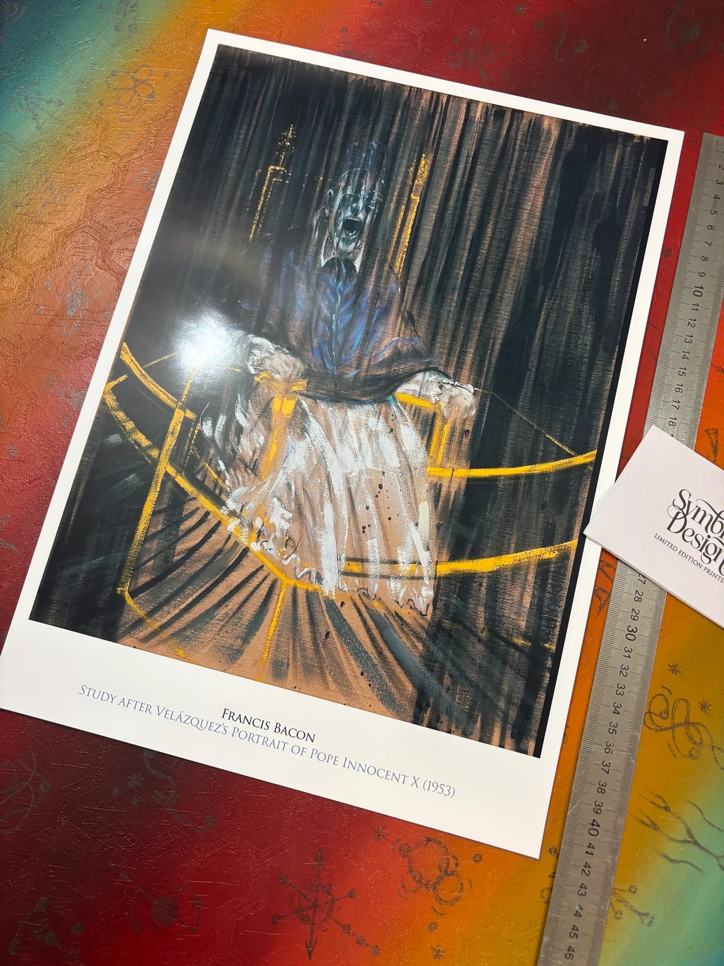 FRANCIS BACON - STUDY AFTER VELAZQUEZ'S PORTRAIT OF POPE INNOCENT X - Symbios Design - Rare Glossy Print