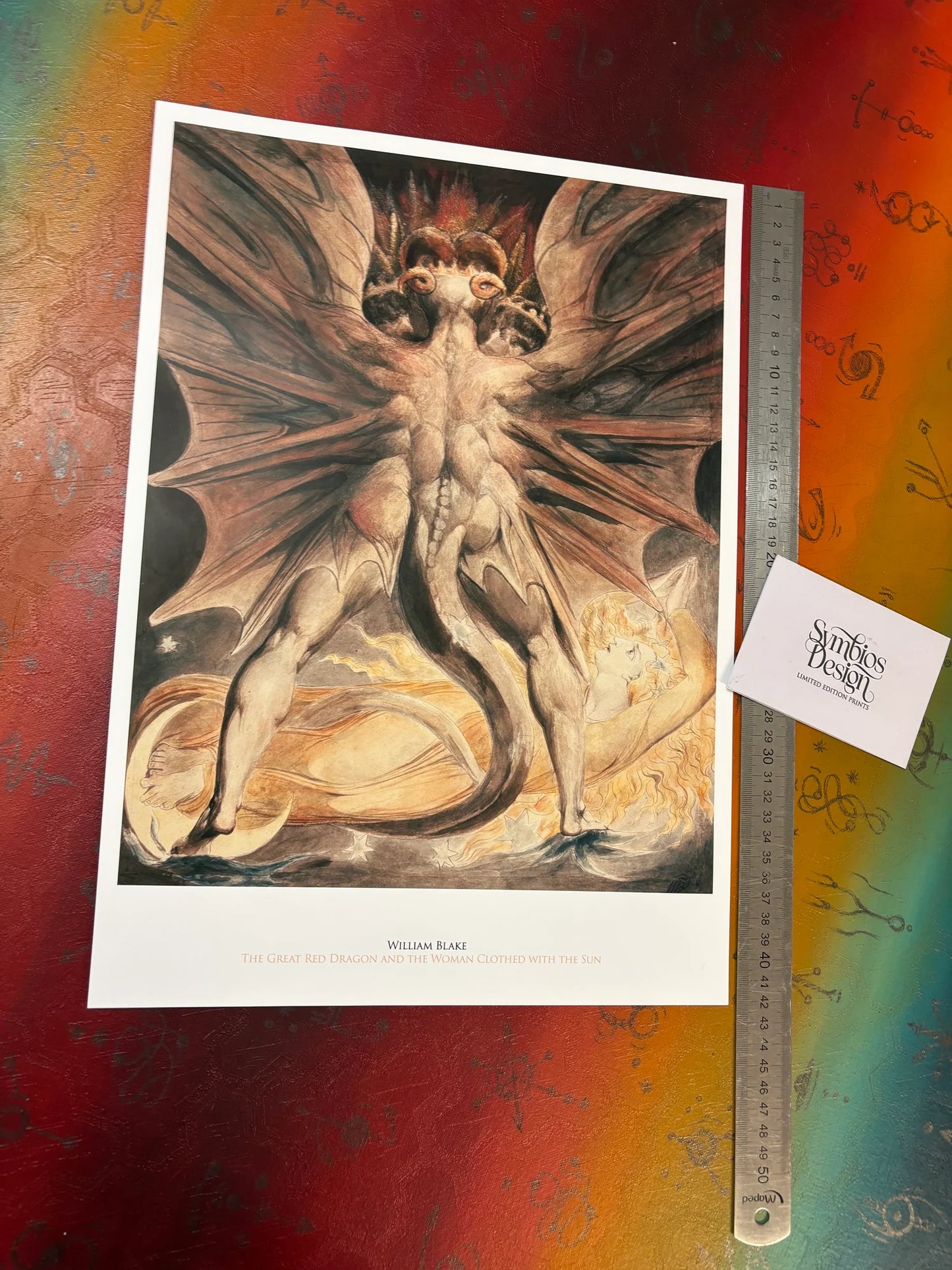 WILLIAM BLAKE - THE GREAT RED DRAGON AND THE WOMAN CLOTHED WITH THE SUN - Symbios Design - Rare Glossy Print