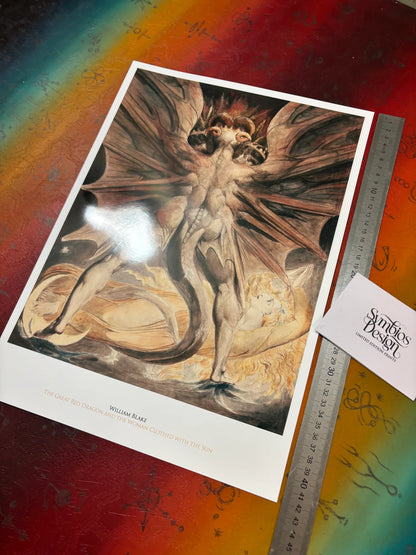 WILLIAM BLAKE - THE GREAT RED DRAGON AND THE WOMAN CLOTHED WITH THE SUN - Symbios Design - Rare Glossy Print