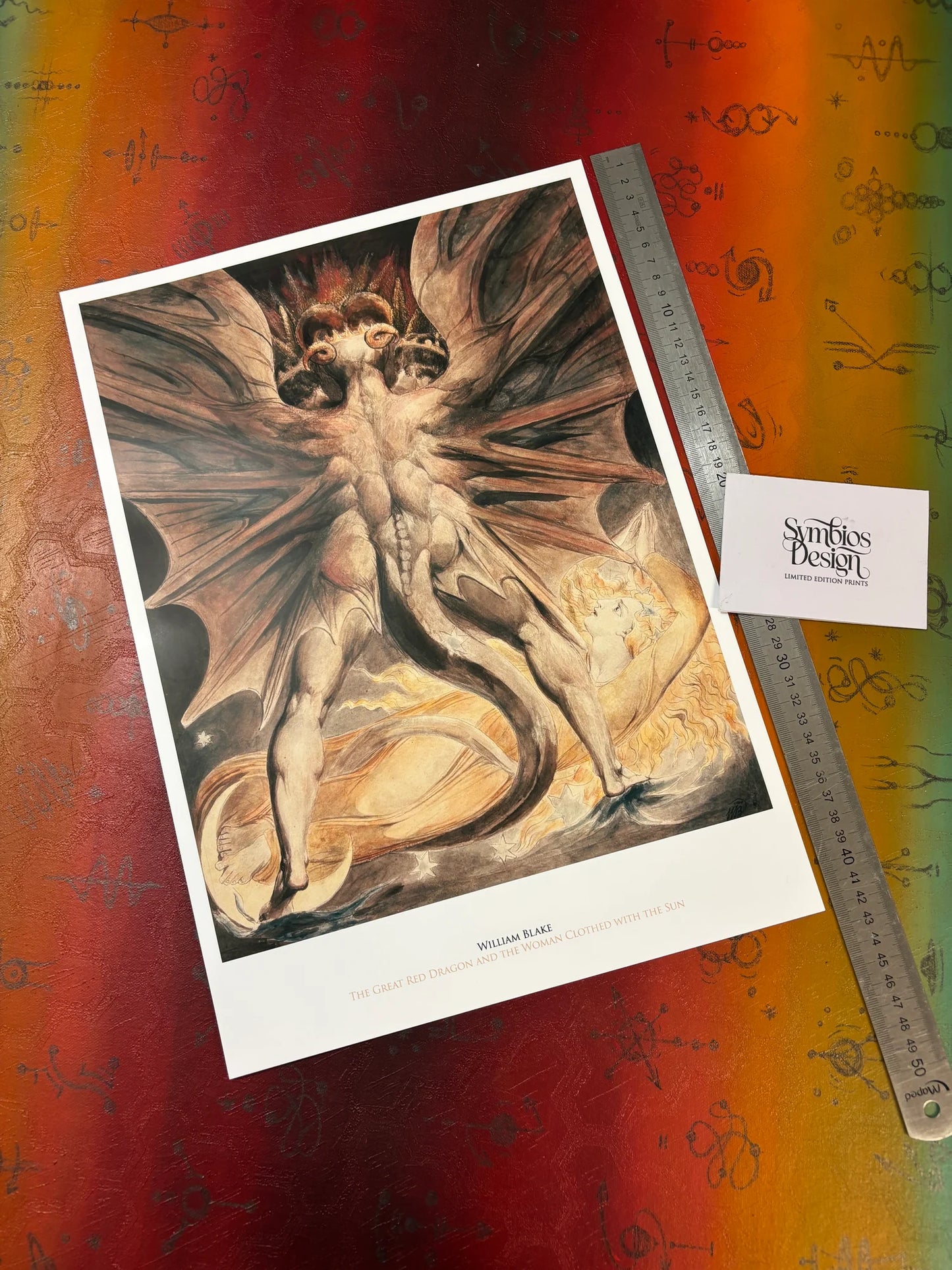 WILLIAM BLAKE - THE GREAT RED DRAGON AND THE WOMAN CLOTHED WITH THE SUN - Symbios Design - Rare Glossy Print
