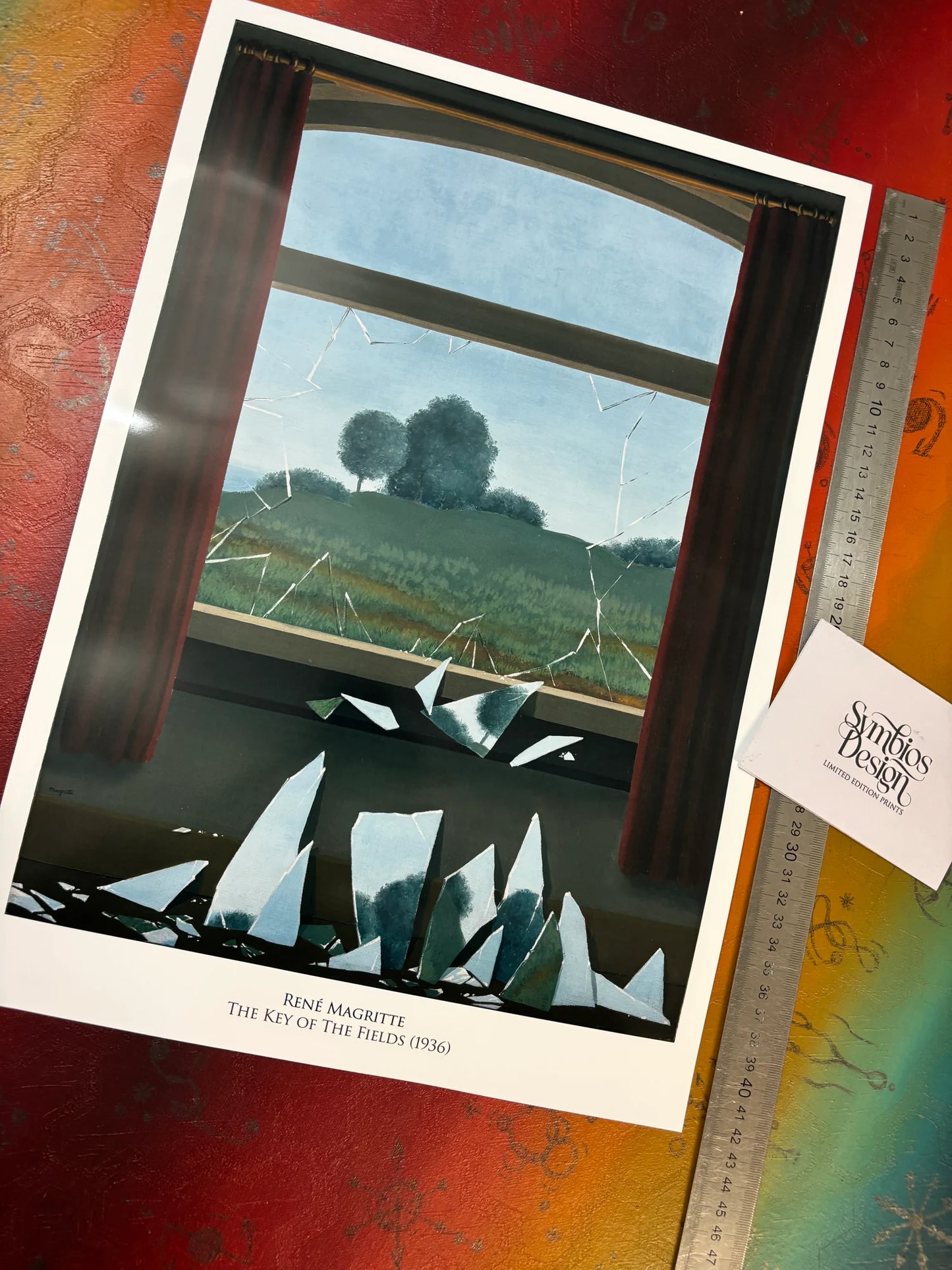MAGRITTE - LA CLÉ DES CHAMPS - DESIGN SYMBIOS - AFFICHE PHOTO RARE